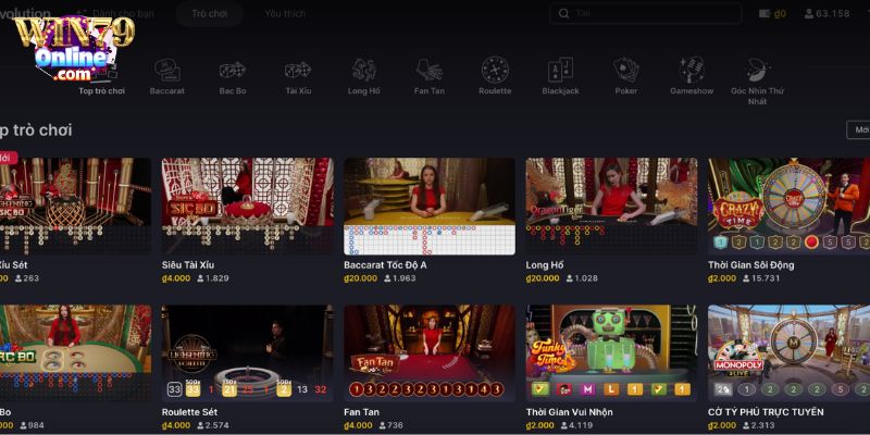 Bắt đầu ván Live Casino Win79