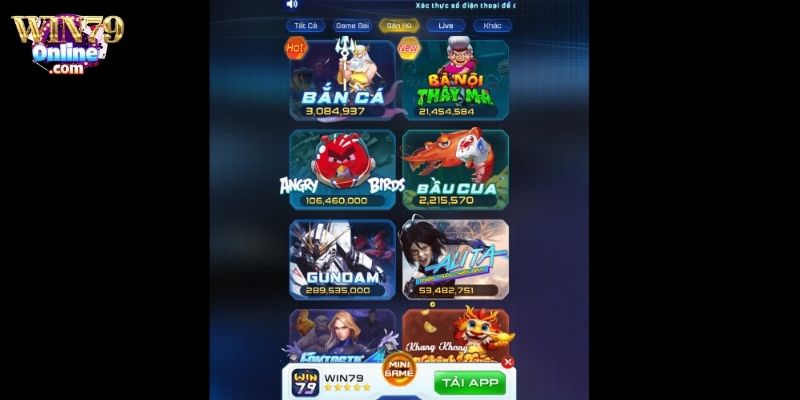 Khám phá sảnh Slots Win79